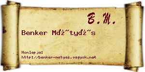 Benker Mátyás névjegykártya
